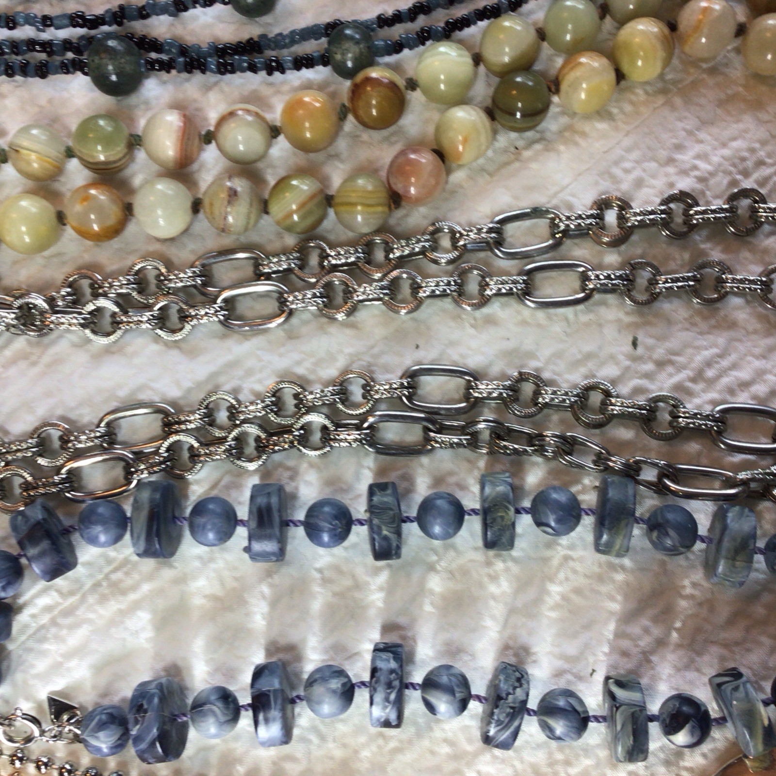 Lot Of 7 Costume Necklaces, I Pr Earrings, 1 Agate Necklace