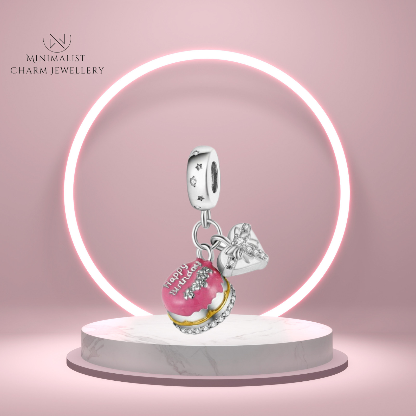 Happy Birthday Cake Pendant Charm, Birthday Charm, Birthday Gift, Women Gift