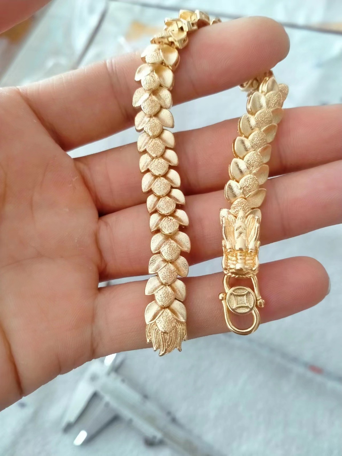 Men’s Dragon 22k 23k 24k Gilding Yellow Gold Gp Bracelet 8.2inch30g