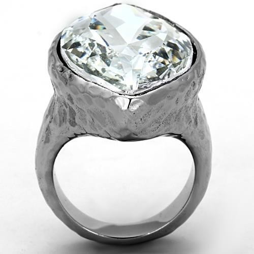 Women’s Ring, Clear Top Grade Crystal, Rhodium Plated, Stainless Steel