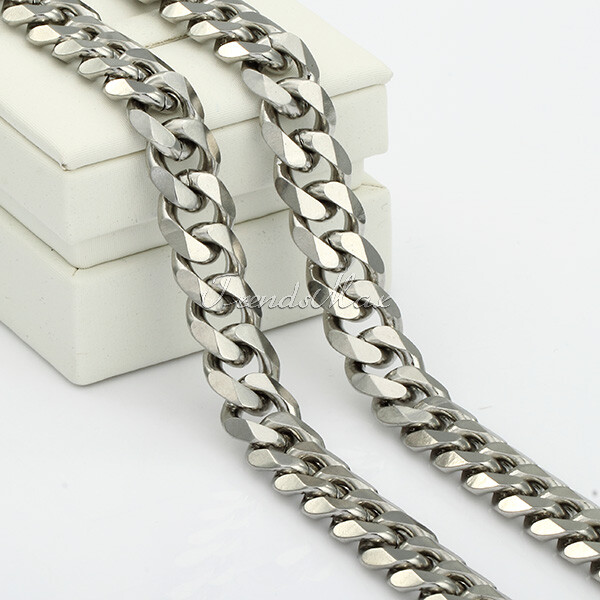 7/11MM Mens Chain Silver Stainless Steel Curb Link Necklace Bracelet 7-36″