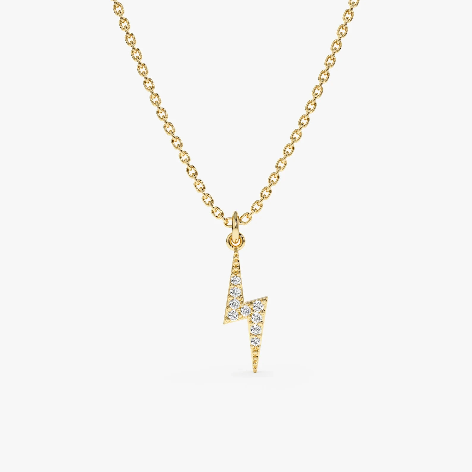 Lab Grown 1.00 Ct Round EF VS Diamond Lightning Bolt Necklace in 14K Solid Gold