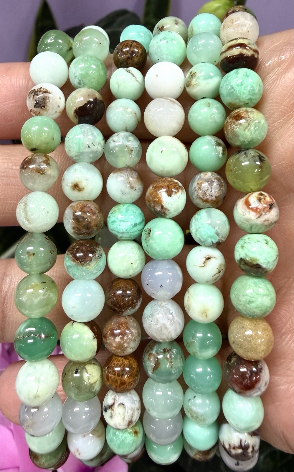 Wholesale 6 Pcs 6mm Chrysoprase Stretch Bracelet Natural Crystal Healing 7.5”