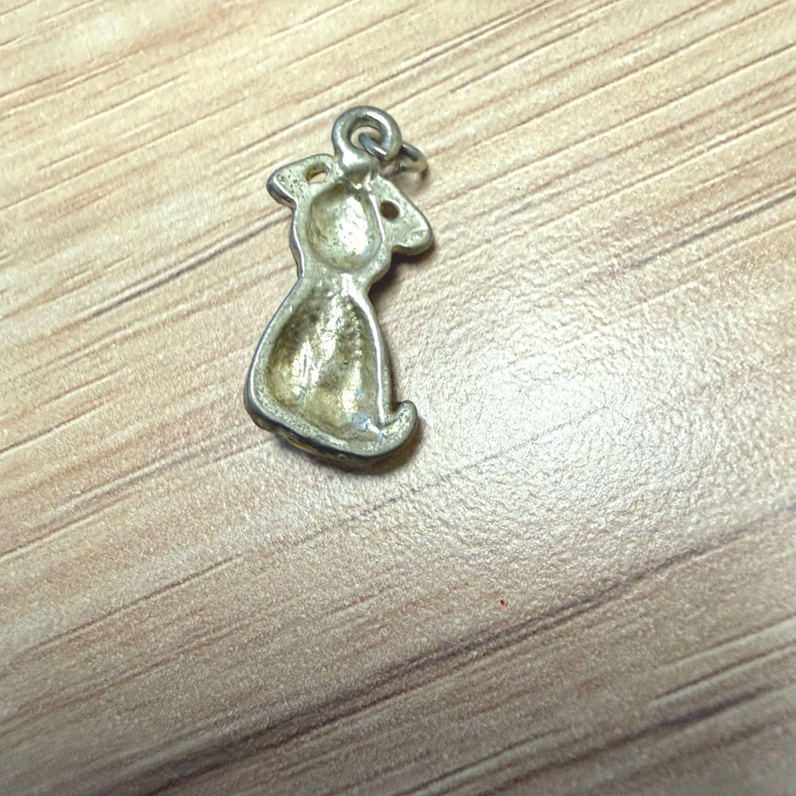 Vintage Gold Tone Enamel Sitting Dog Charm Yellow Puppy Pendant Jewelry