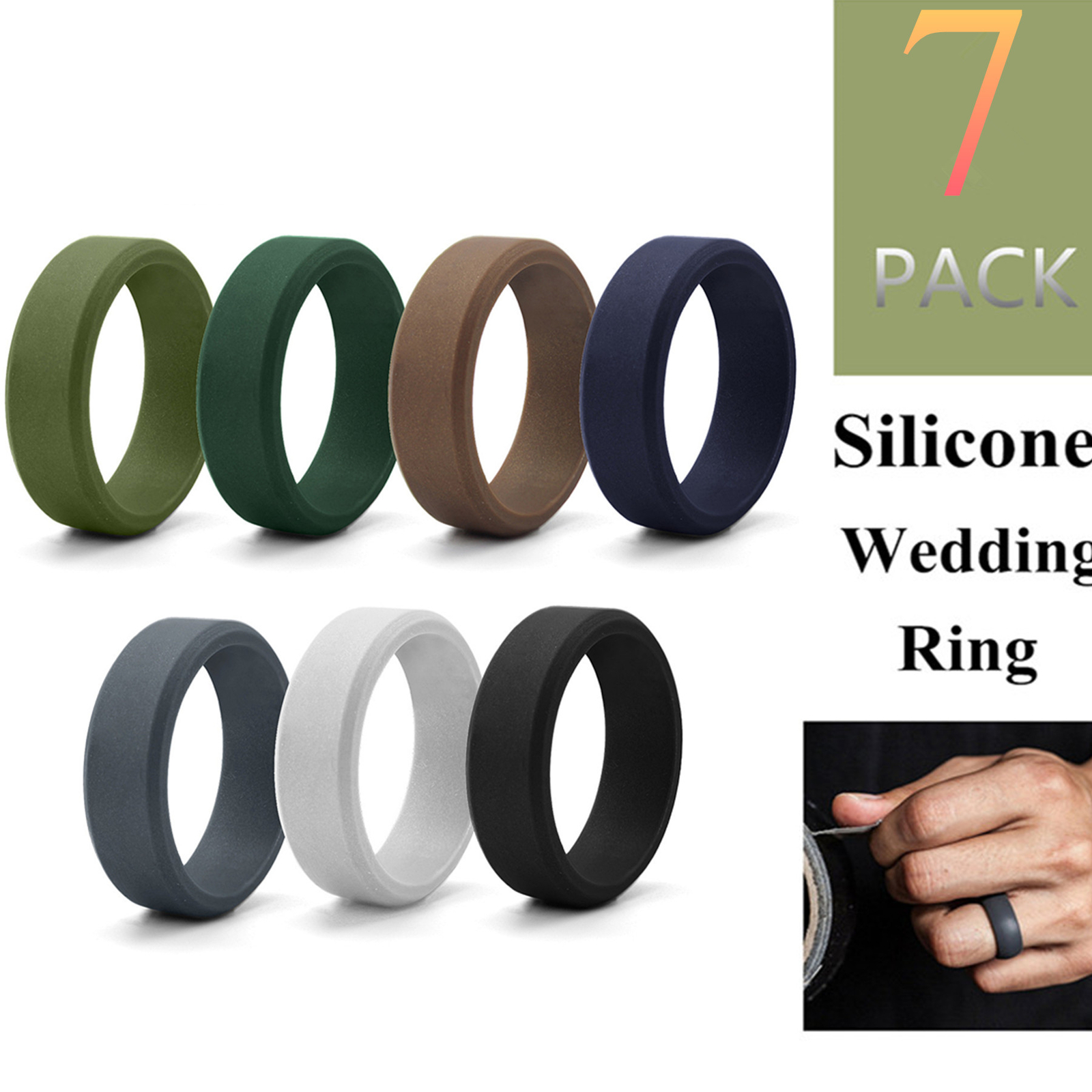 3-10 Pack Silicone Wedding Engagement Ring for Men Women Rubber Band Gym Sports