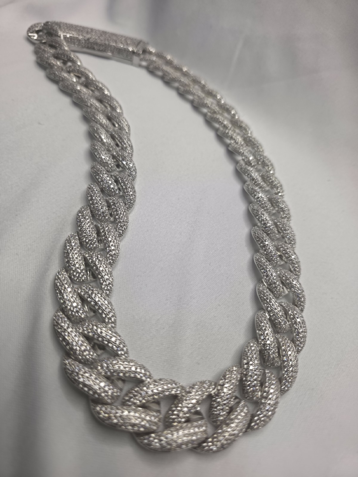 22″ VVS Moissanite Cuban Link Chain 925 Sterling Silver Iced Out Necklace