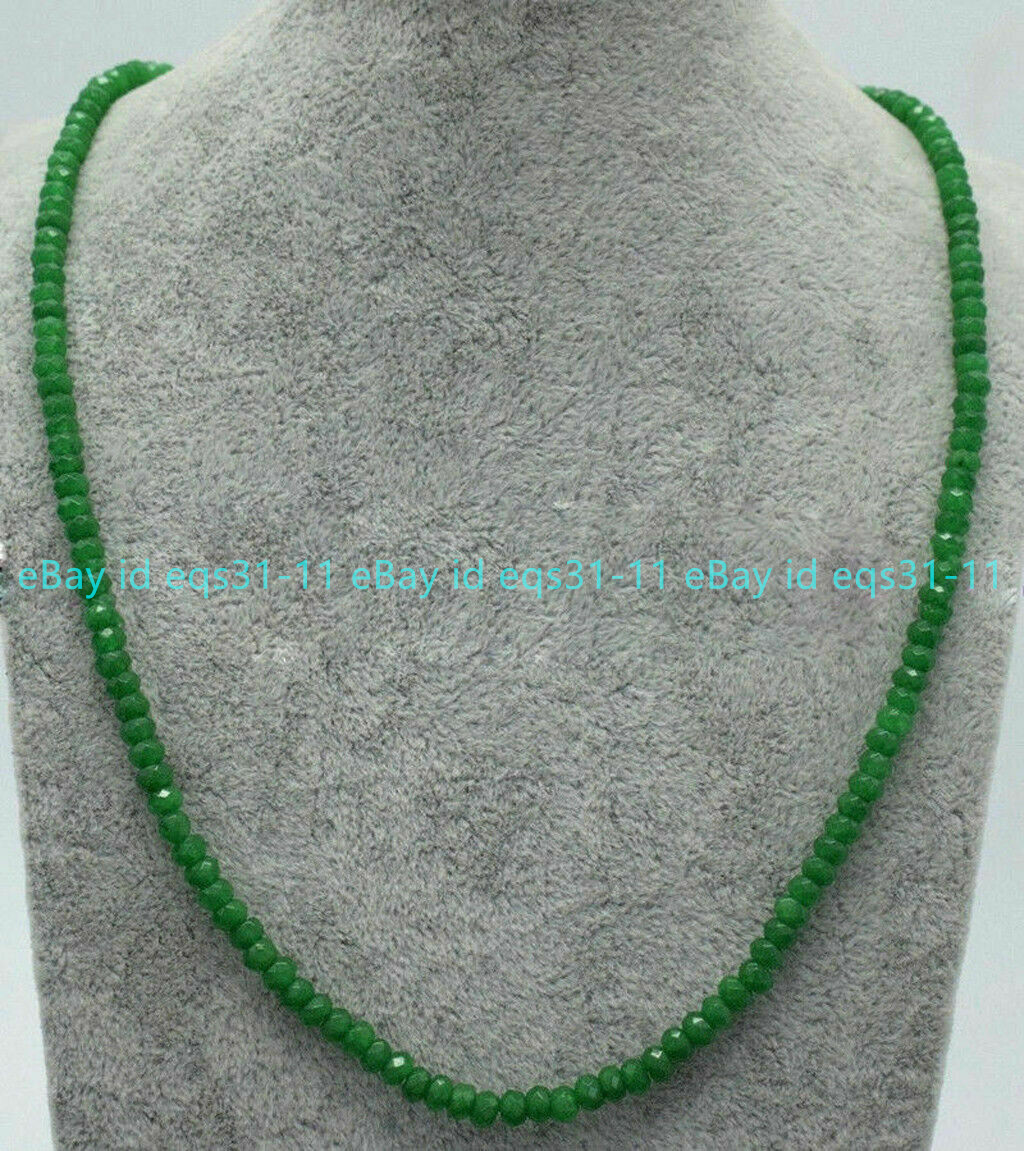 Genuine Natural 2x4mm Multicolor Jade Faceted Gems Roundel Beads Necklace 18”