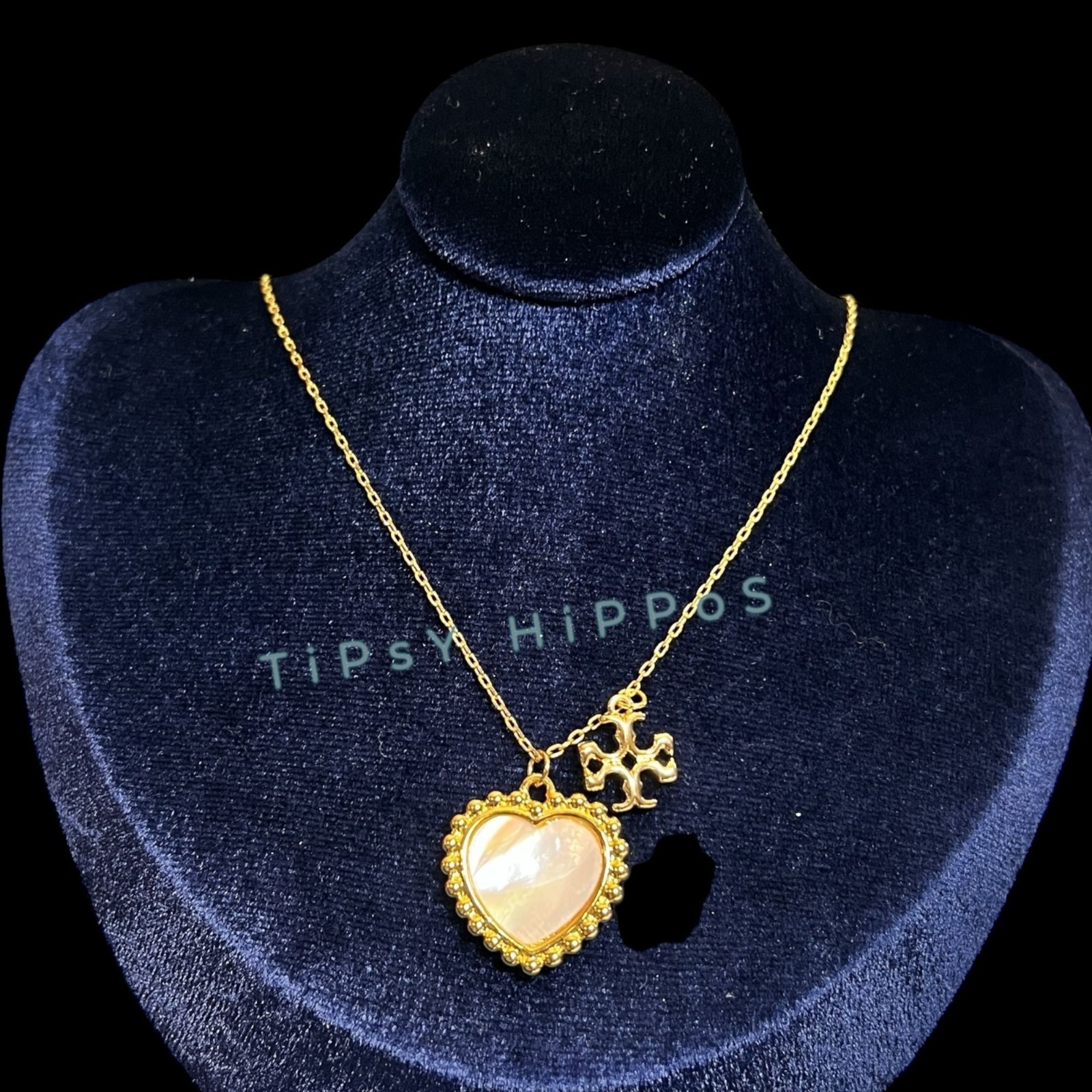Tory Burch Pearl of Heart & Logo Necklace!