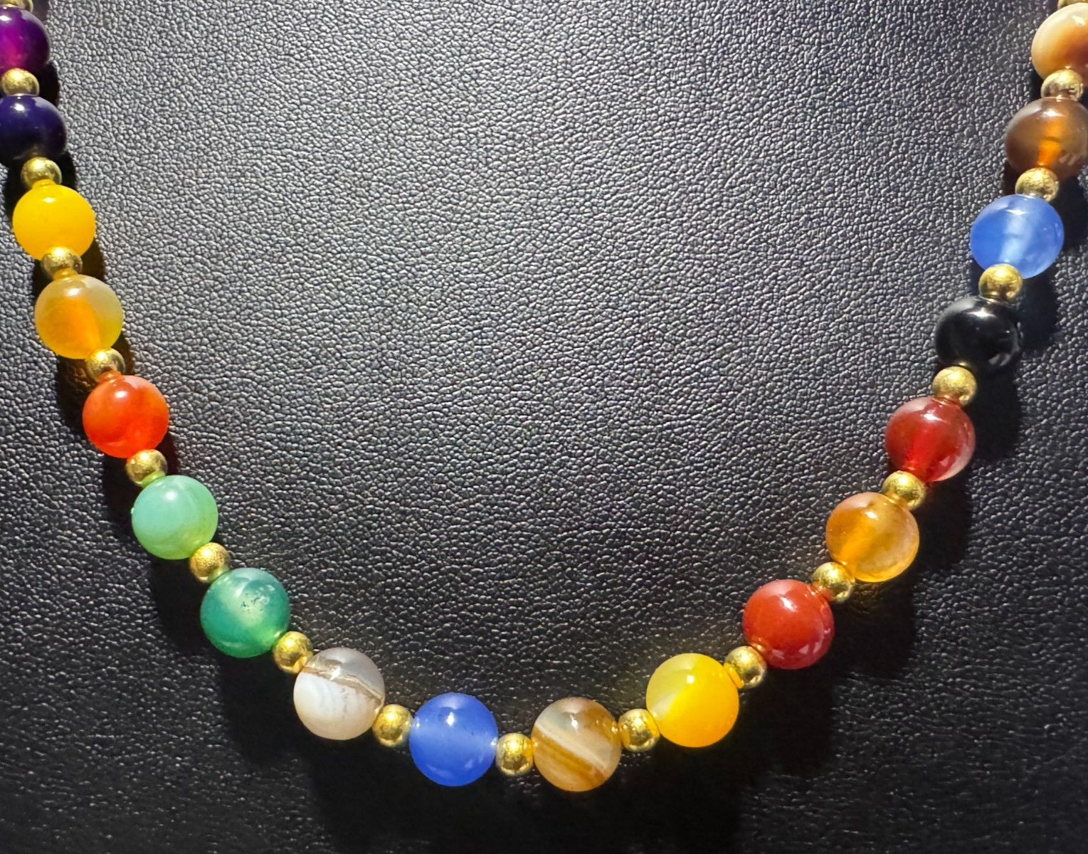 Multi-Colored Agate Natural Gemstone Beaded Necklaces & Bracelets 19.5″ 17.5″ +