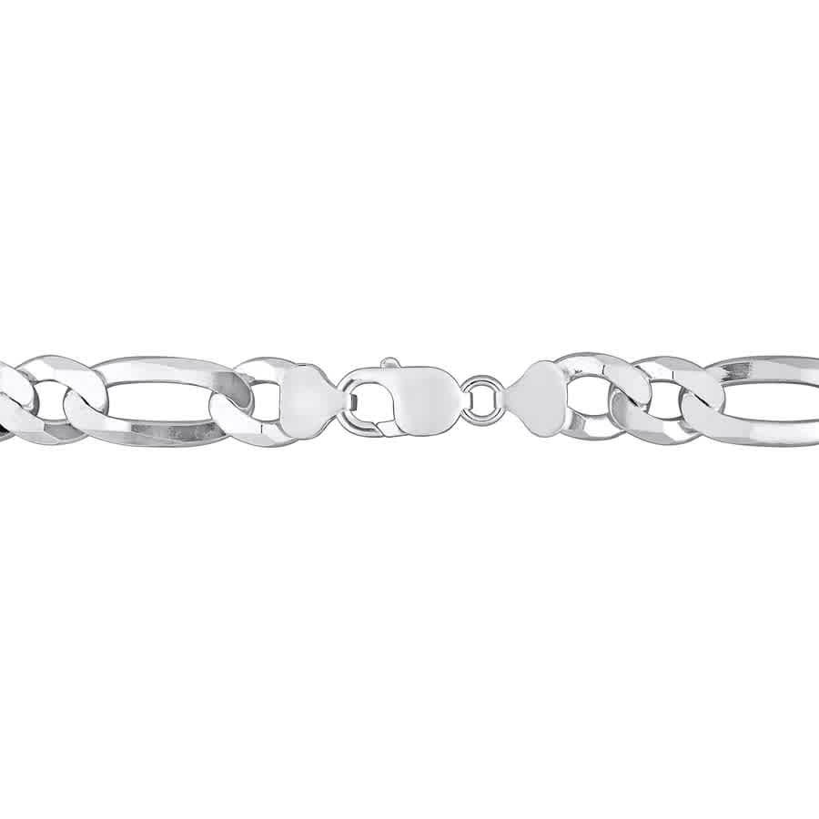 AMOUR 12.3mm Flat Figaro Chain Necklace In Sterling Silver, 22 In