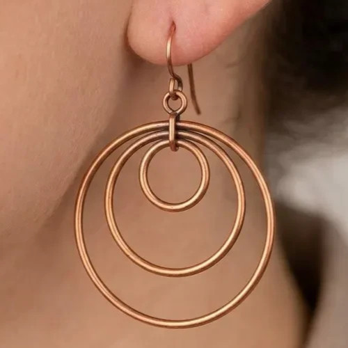 1 Pair Pure Copper Healing Hook Earrings, Jewelry Spiritual Kriya Round
