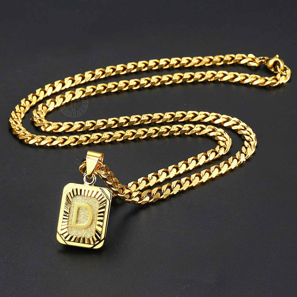 Lovers Jewelry Gold Filled Letter a-z Pendant Necklace 16″ Box or 20″ Curb Chain