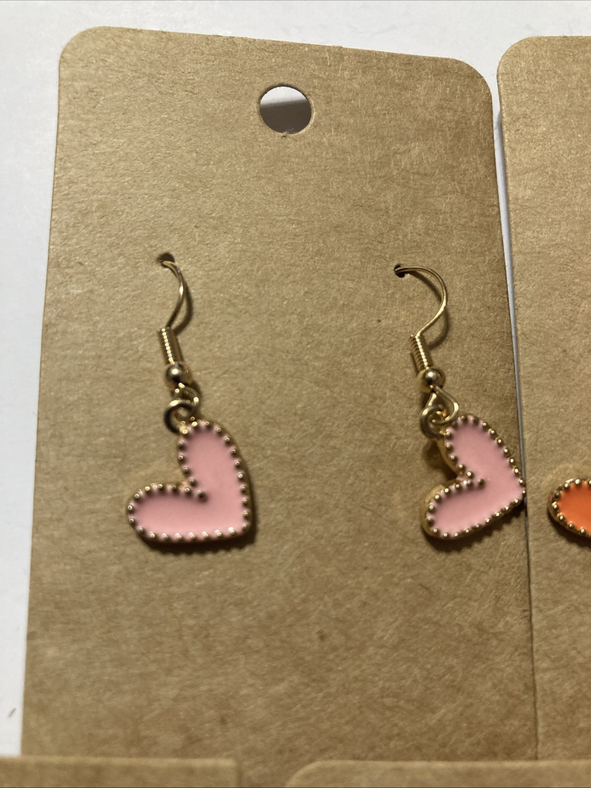 Buyer’s Choice Heart Dangle Earrings Pink Blue Purple Orange Gold Tone Pierced