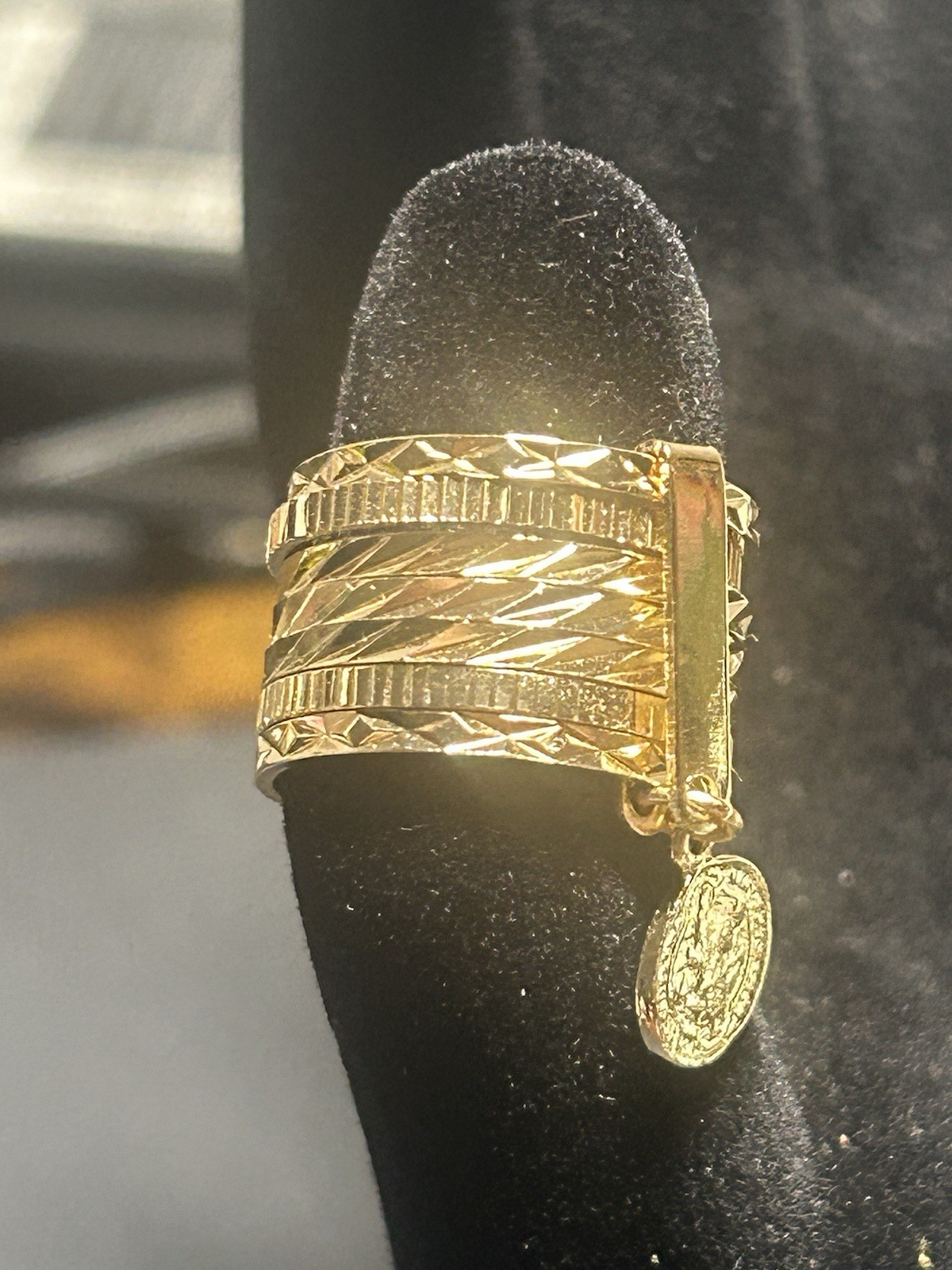 14k Gold Pleated 7 Days San Benito Semanario Ring Size 7, Anillo Semanario