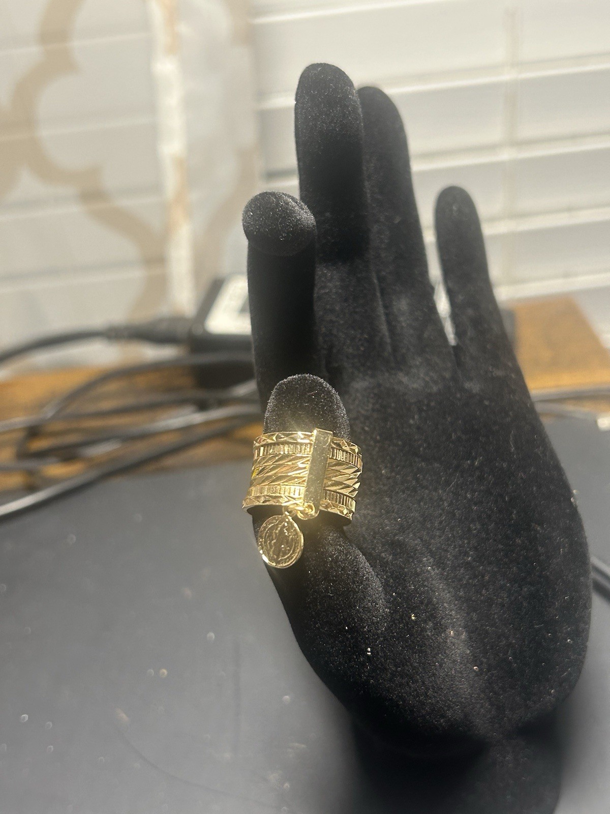 14k Gold Pleated 7 Days San Benito Semanario Ring Size 7, Anillo Semanario