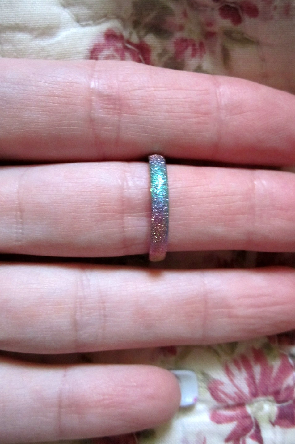 Rainbow Ring Thin Steel Band – Wedding Promise Engagement – SIZE OPTIONS