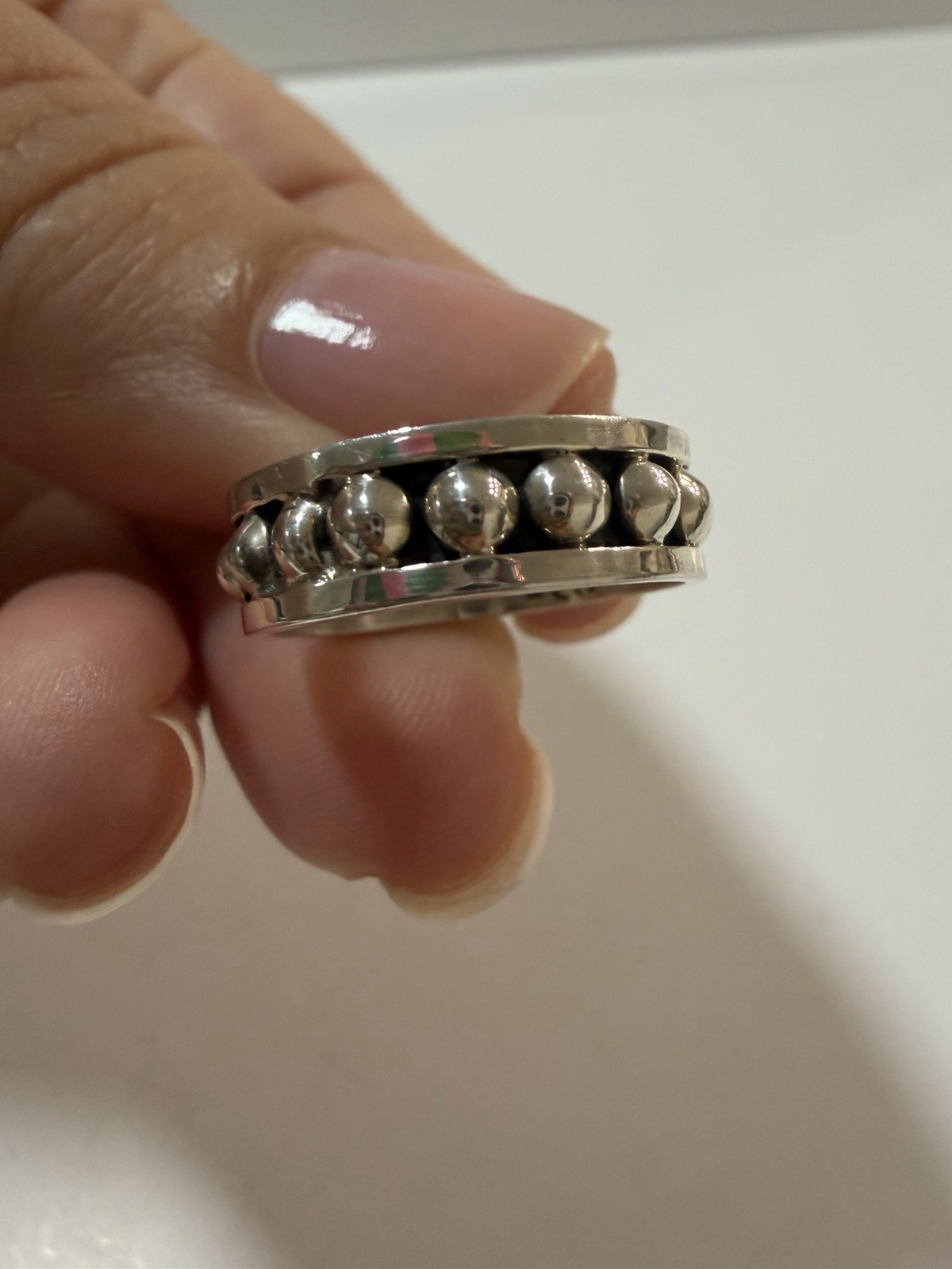 Vintage Mexico 925 Sterling Silver Beaded Ball Band Ring!Size 5.5-6!