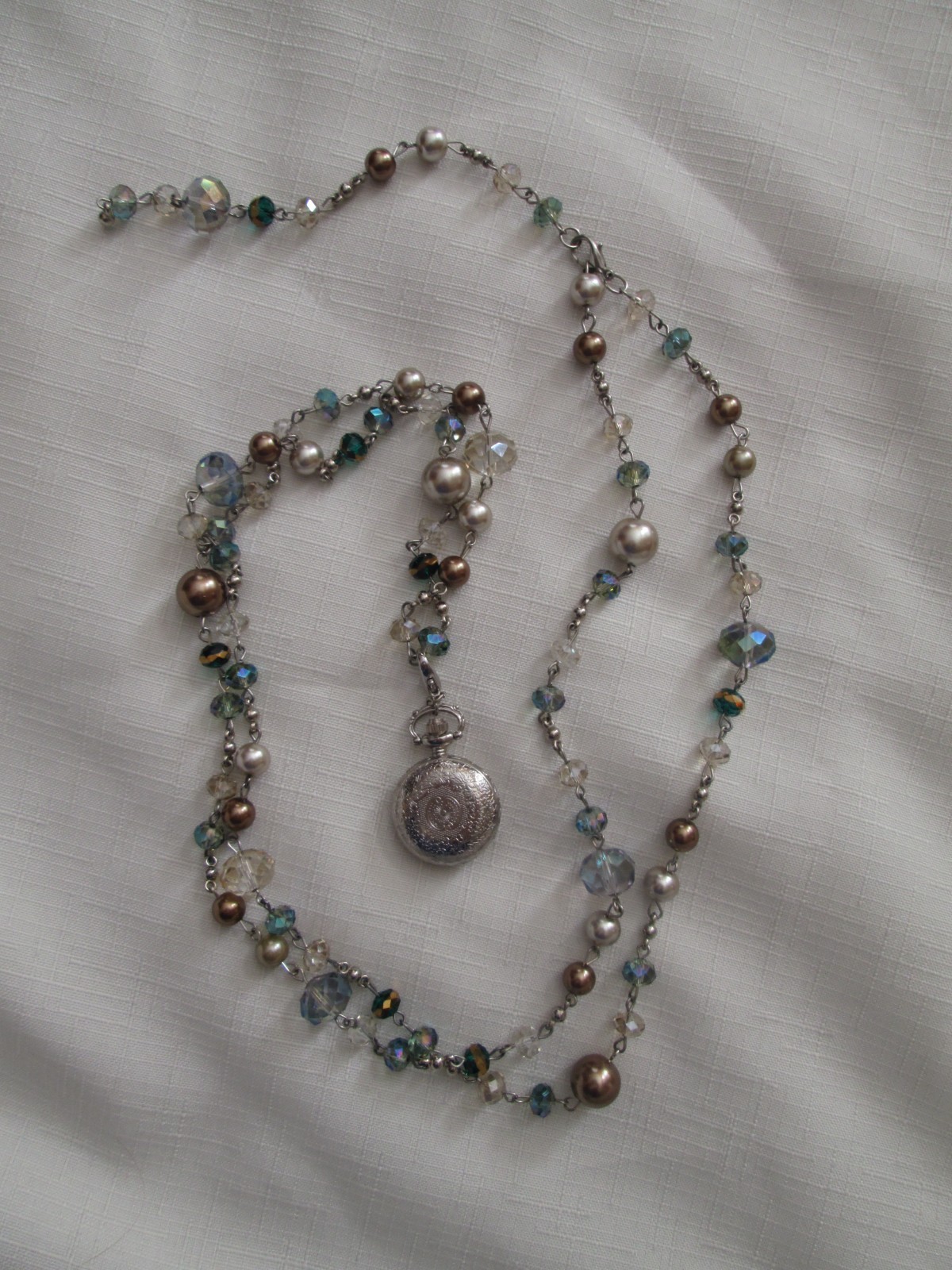 ART BY AMY LABBE UNIQUE BEADED WATCH CLOCK NECKLACE