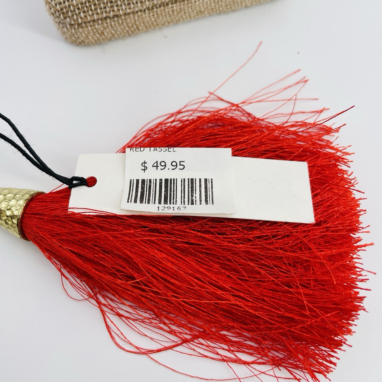 Ink + Alloy Long Boho Wood Beaded Necklace With Red Tassel 23”