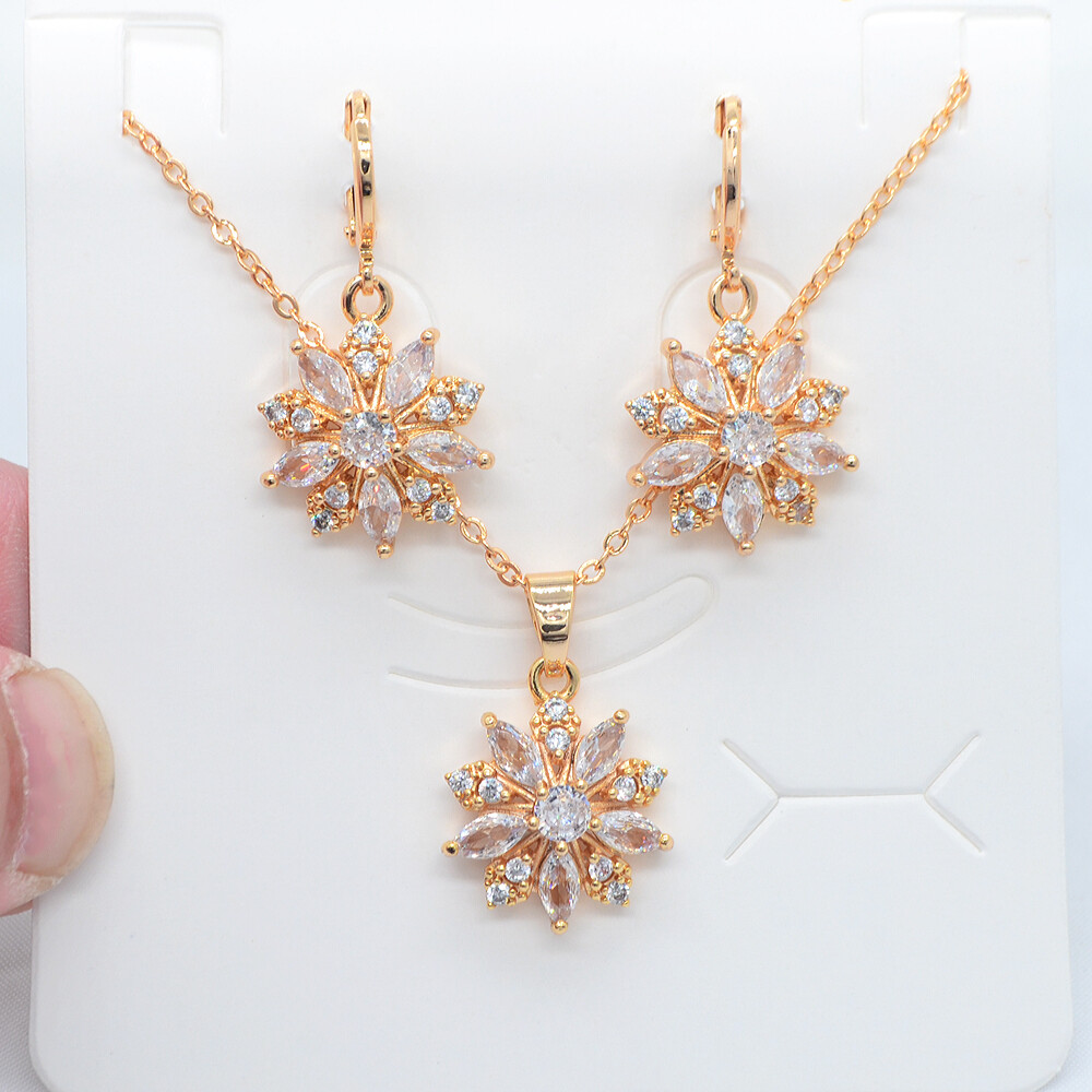 18K Yellow Gold Filled Women Multicolor Mystic Topaz Blossom Flower Jewelry Set