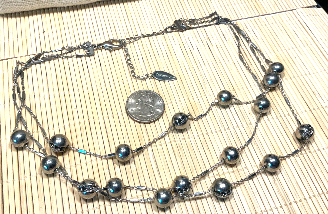 Coldwater Creek Necklace Sapphire Blue Rinestone Ball Silver Choker Lot 103C