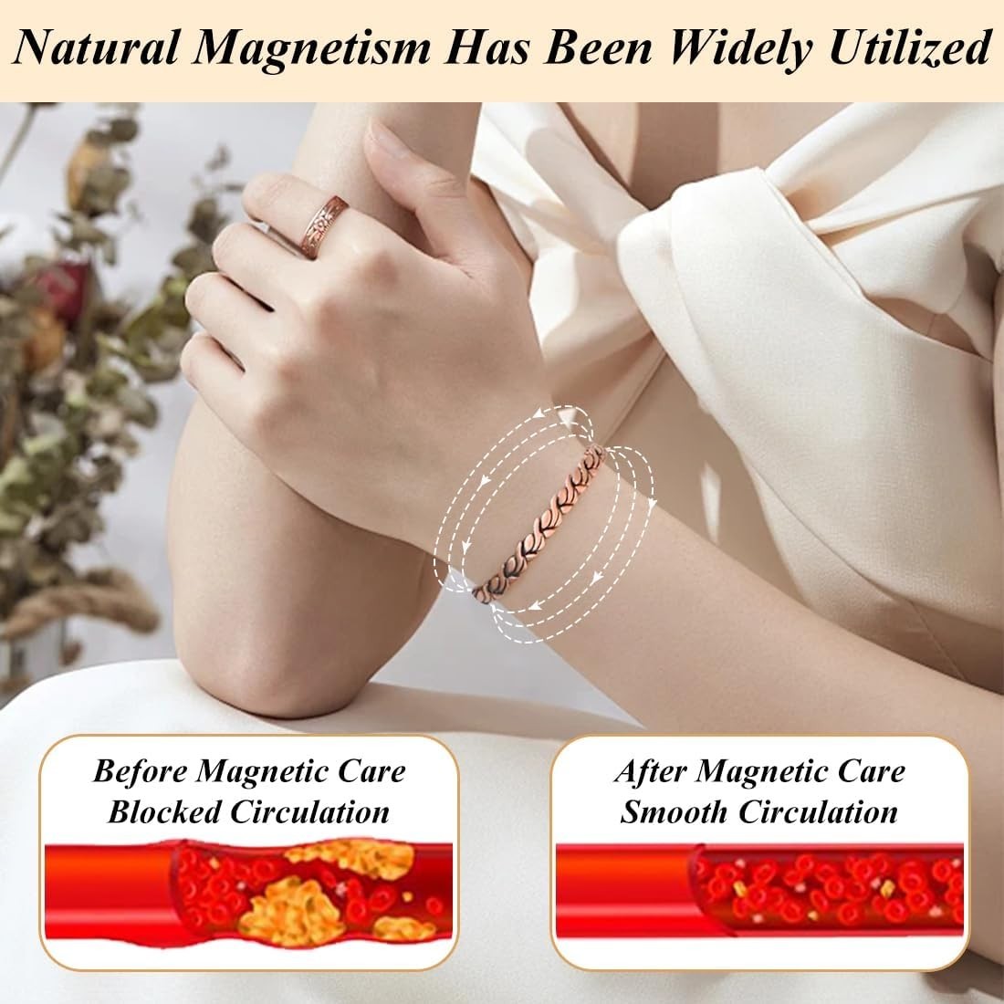 Ladies’ 99.9% Pure Copper Magnetic Bracelet – Elegant Design, Gift Box Included