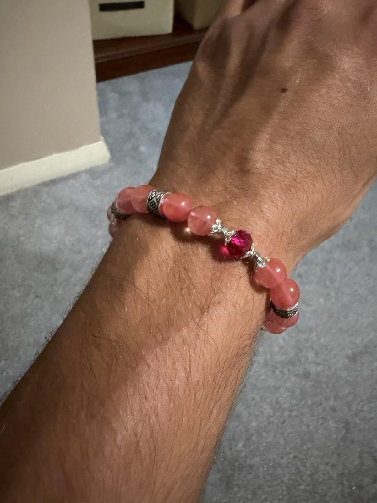 Watermrlon Quartz Crystal Bead Bracelet
