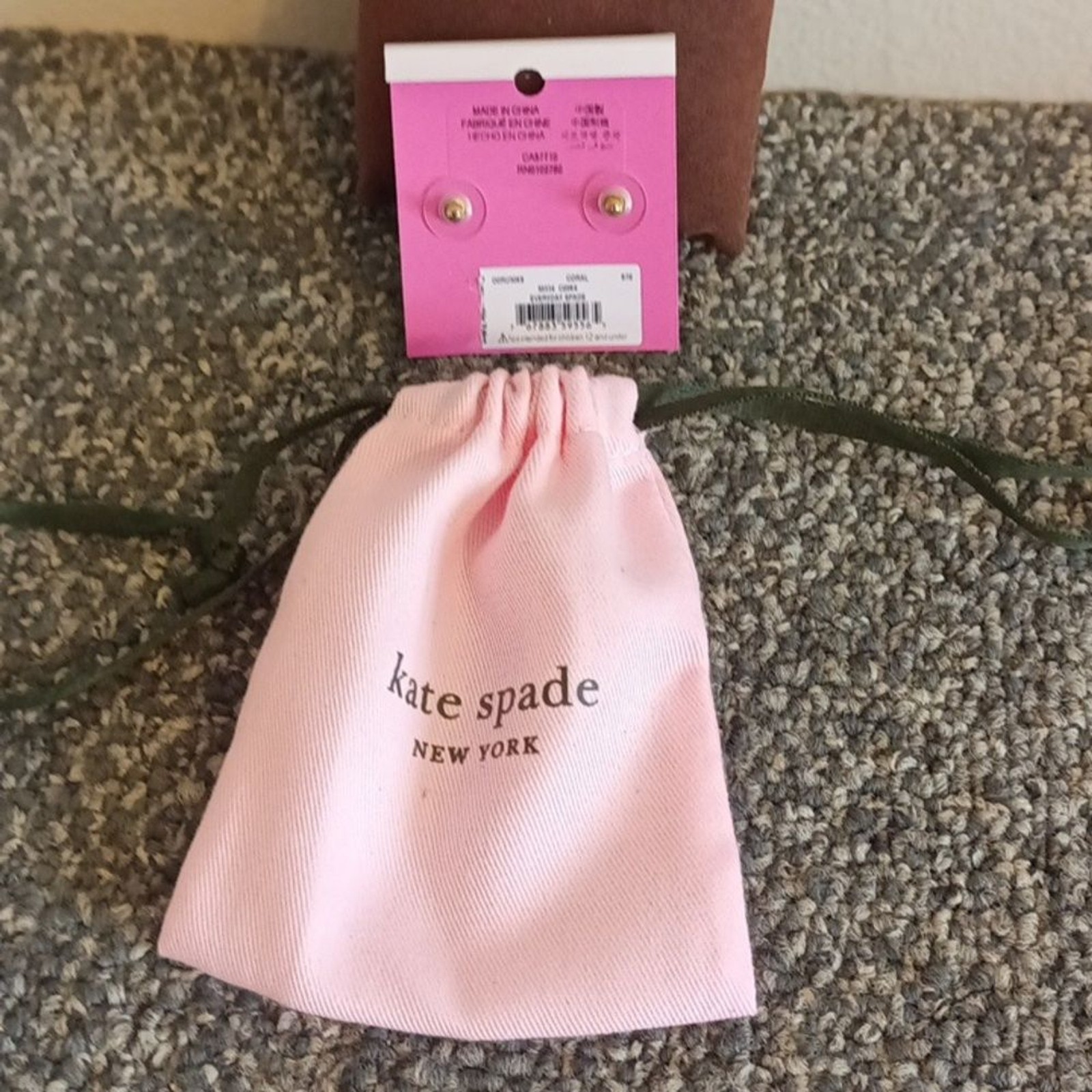 Kate spade pink spade and gold tone earrings