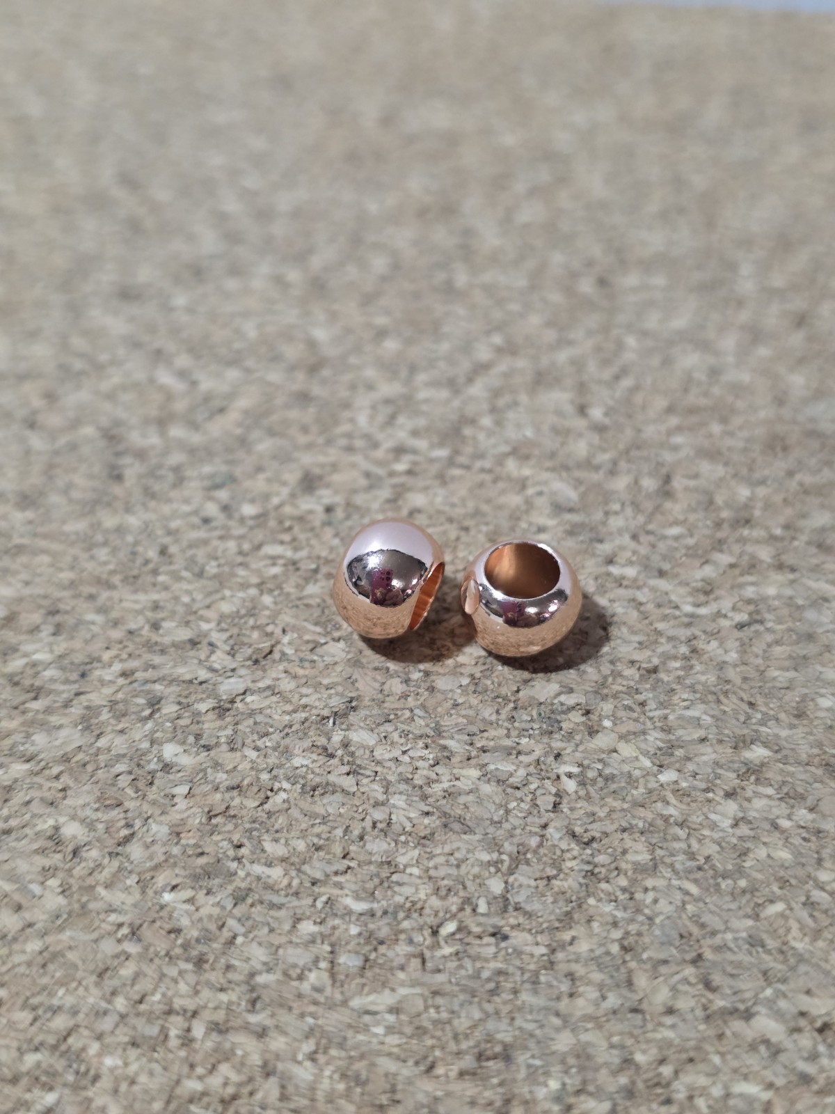 2 Rose Gold Over Silver Smooth Spacer European Charm Beads Lot