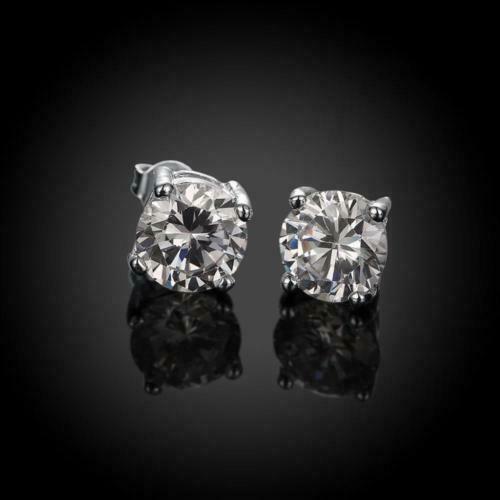 Set of 4 Sizes .925 Sterling Silver 3.75 CTW Round CZ Studs Earrings