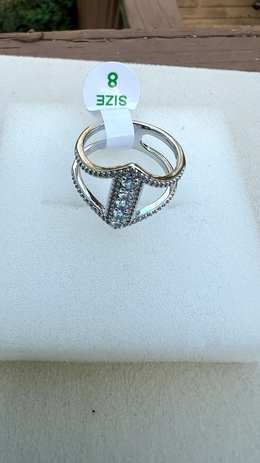 Bomb Party SZ 8 Ring Designed To Shine Aqua Blue Spinel Rhodium Plating