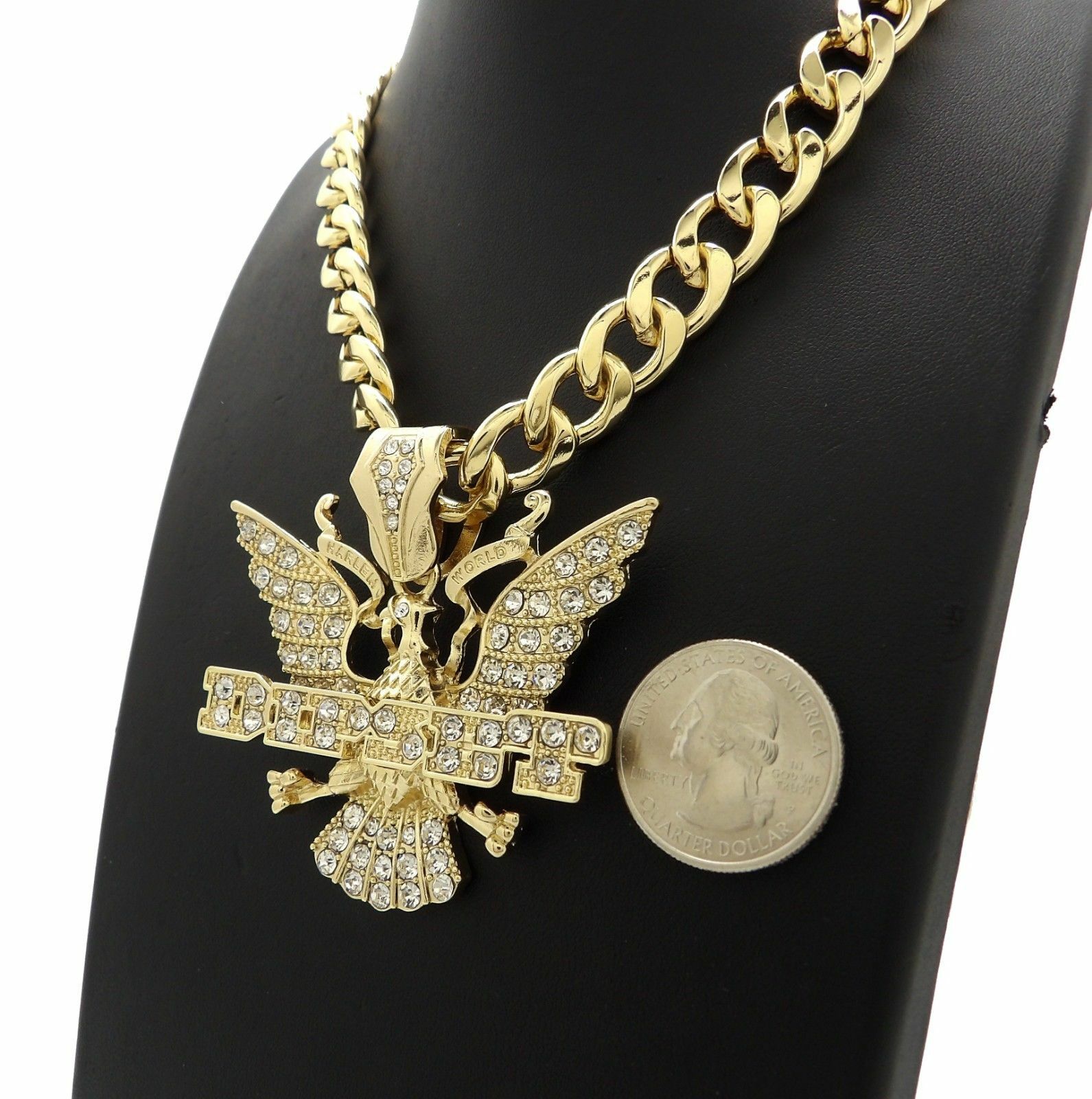 ICED HIP HOP DIPSET EAGLE PENDANT & 11mm 20″ CUBAN CHOKER CHAIN FASHION NECKLACE