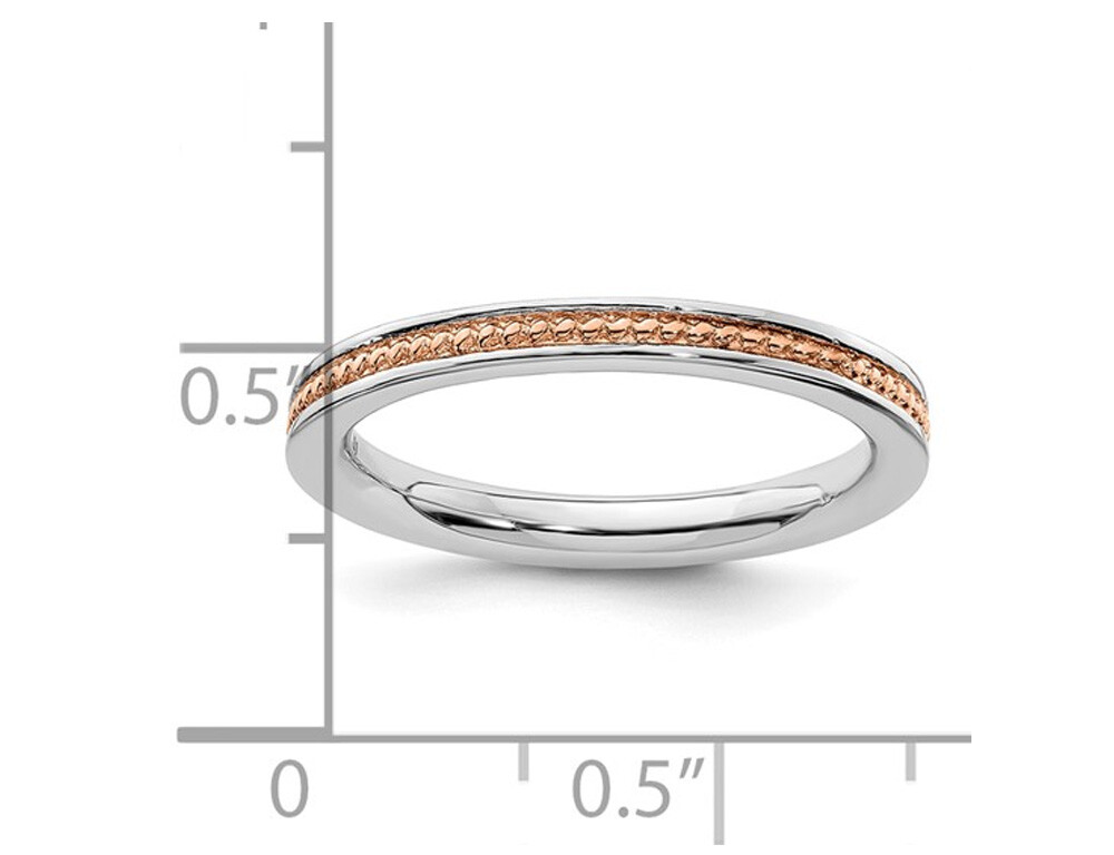 Sterling Silver Pink-plated Channeled Ring Band