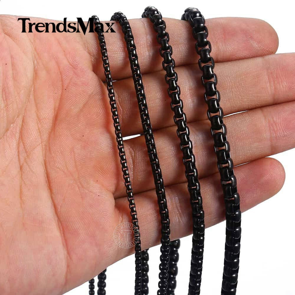 2/3/4/5MM Round Box Link Chain Necklace Gold Plated Choker 16-36″ For Men Boy