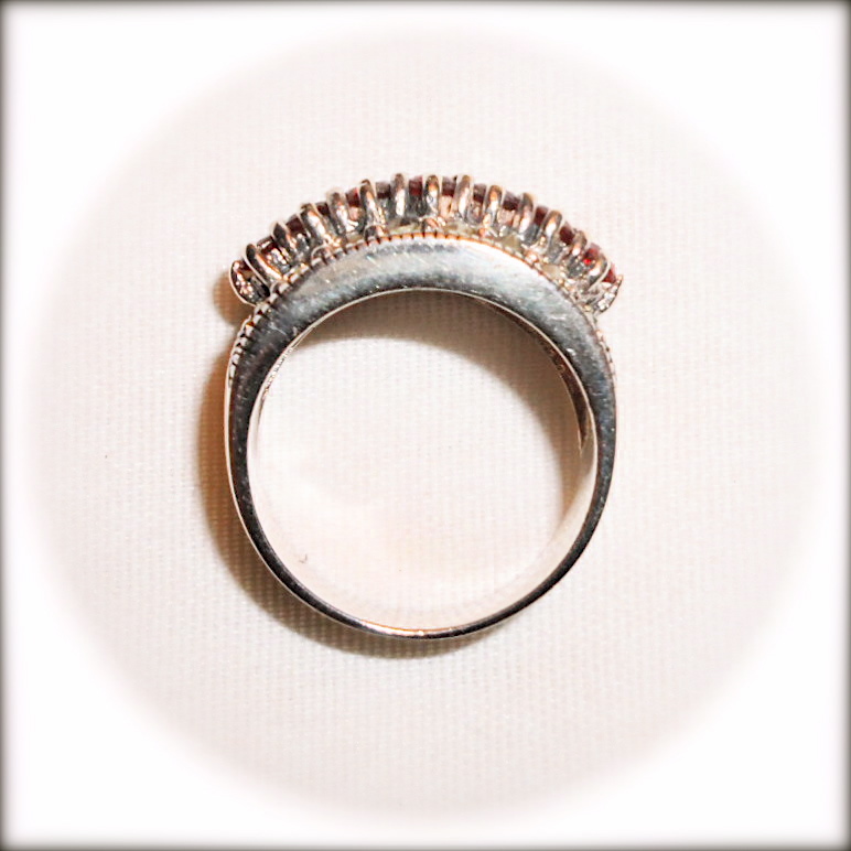 (SIZE 6,7,8,9) Fire Orange GARNET STONES RING Marcasite .925 STERLING SILVER