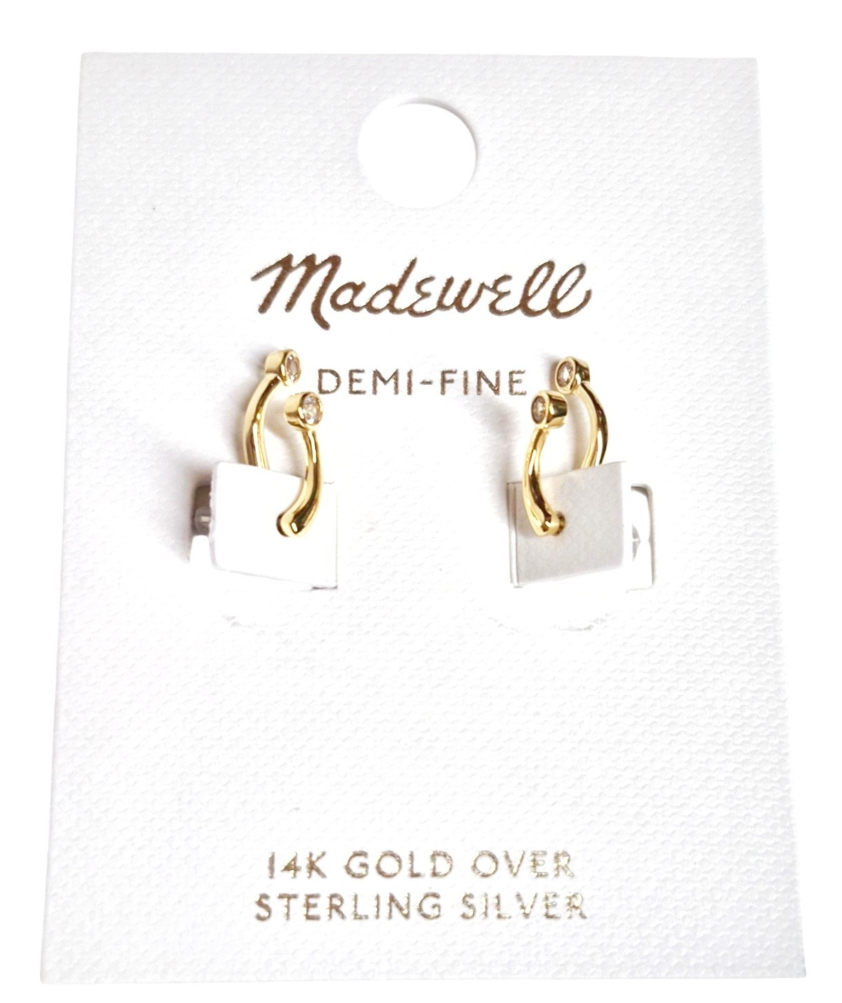 Madewell Demi Fine Crystal Twisted Front Back Earrings White Sapphire NY800 New
