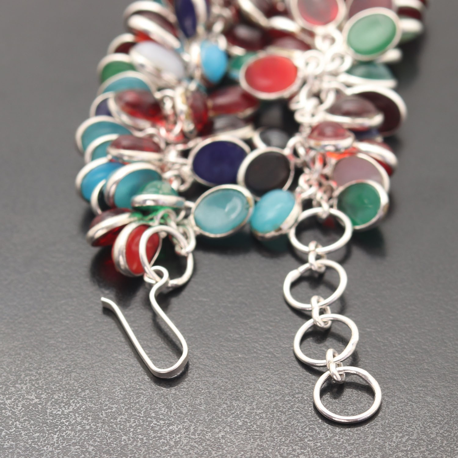 Multy Monalisa Gemstone 925 Sterling Silver Handmade Bracelet Jewelry Gift For