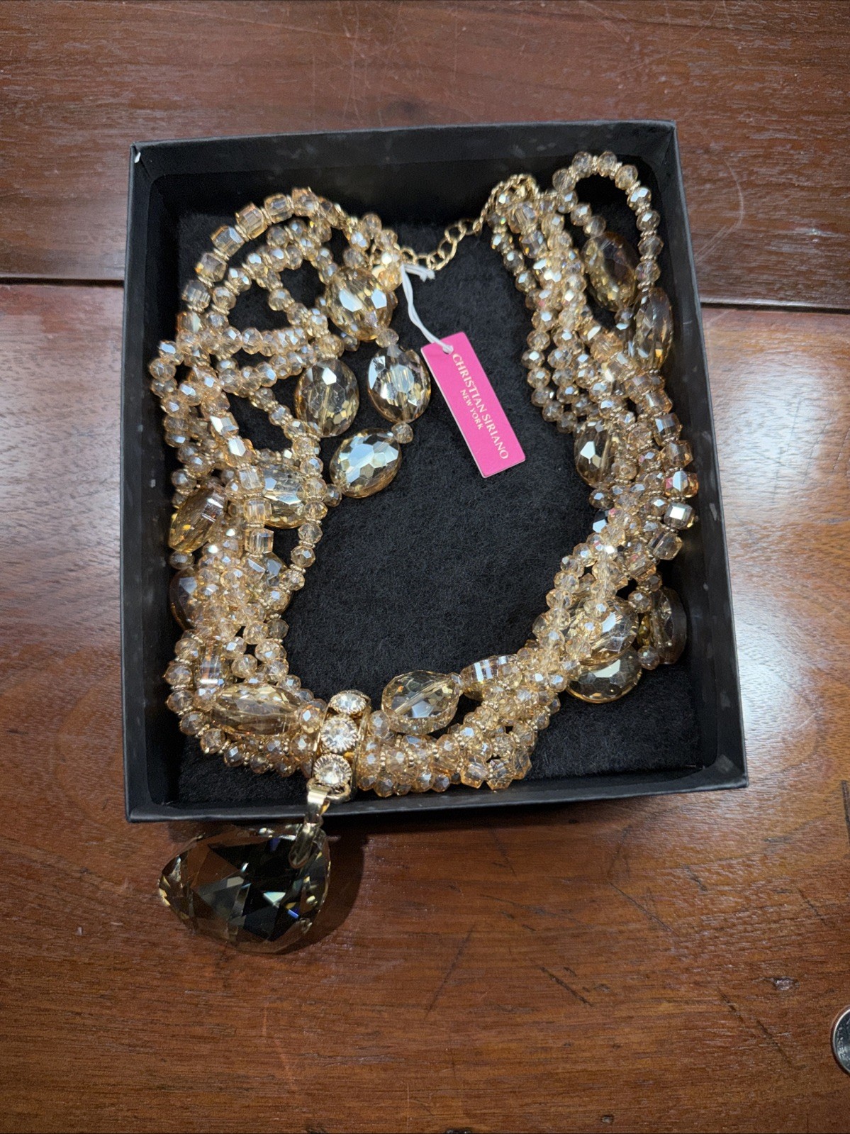 Christian Siriano New York Chunky Statement Gold Crystal Choker champagne AB