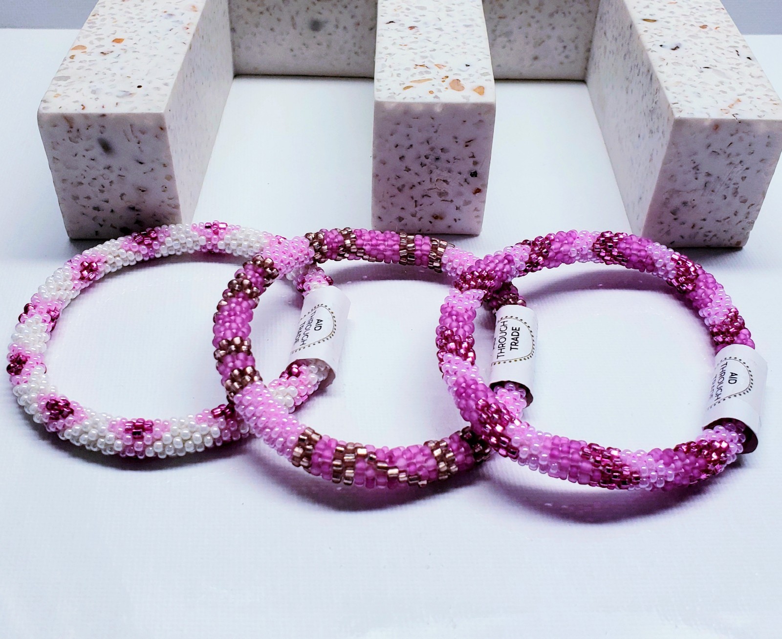 ORCHID -Original Roll-On® Bracelet-Set of 3 bracelets, 7″ round, Nepal,#4 (3Pcs)