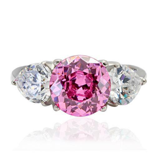 TK164 – High polished (no plating) Stainless Steel Ring with AAA Grade CZ in