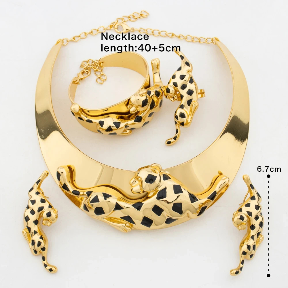 Jewelry Set for Women 18K Gold Plated Necklace Earrings Bracelet Ring Animal