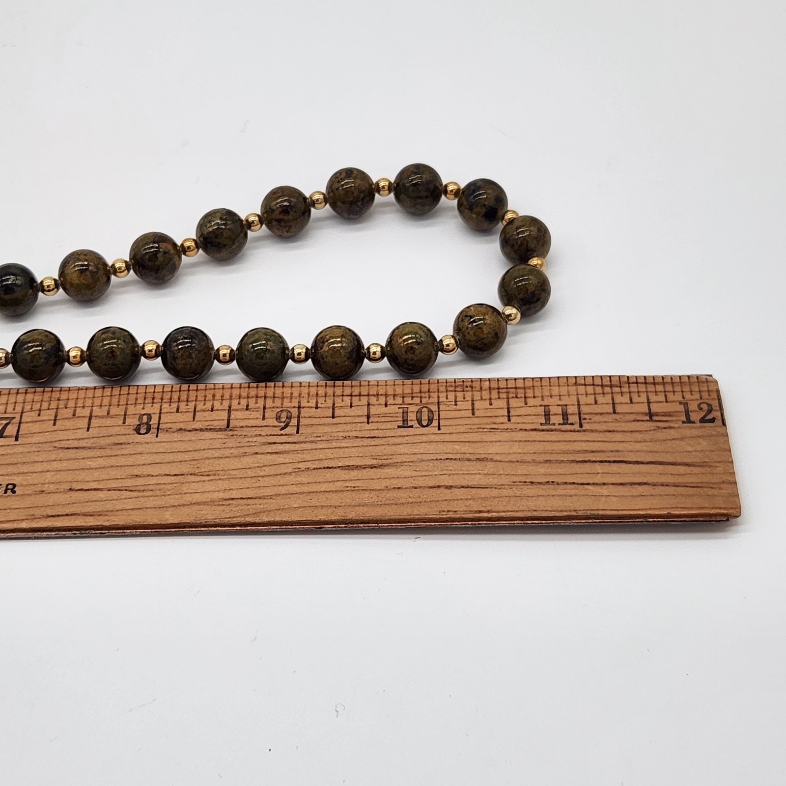 Dark Brown Semi Precious Stone Bead Necklace With Barrel Clasp