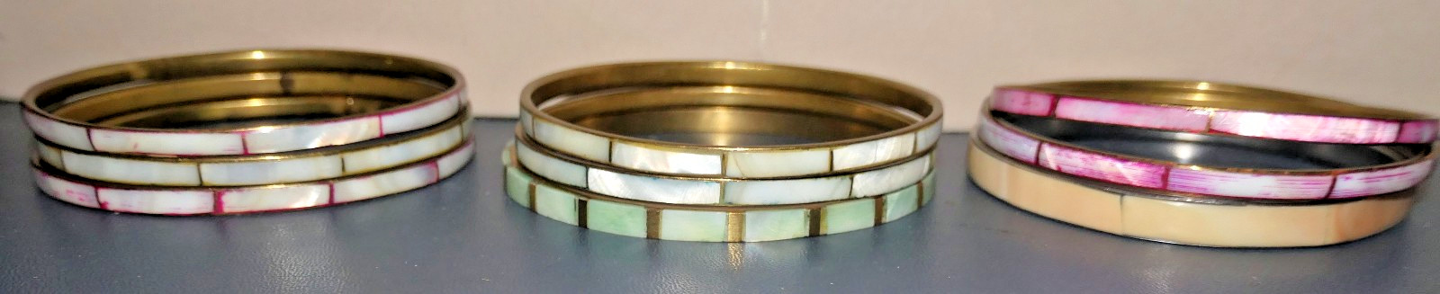 Lot of 13 Bracelets Inlaid Metal Various Colors