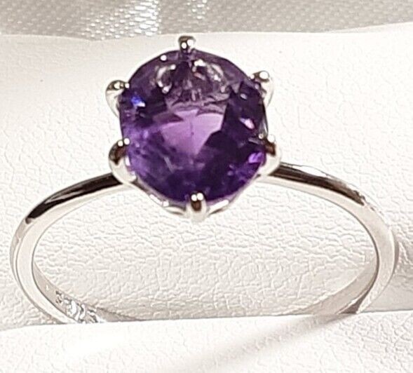 2Ct Round Simulated Amethyst Women’s Wedding Ring 14k White Gold Plated Silver