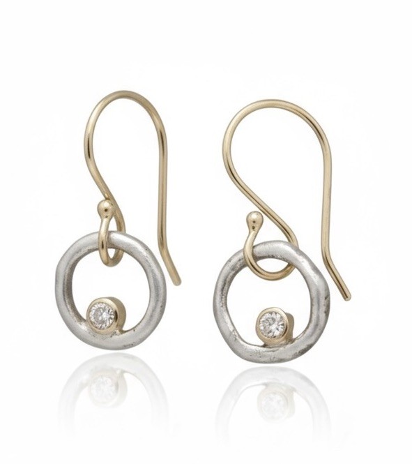 Anthropologie Circle Earrings VTG Boho Gold Silver Dangle Hollow CZ Orbit Drop