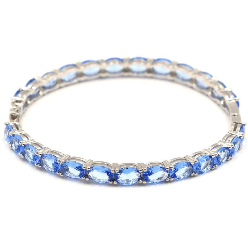 Buy 2 Get 1 Free Violet Tanzanite Ladies Daily Wear Silver Bangle Bracelet 8.0″