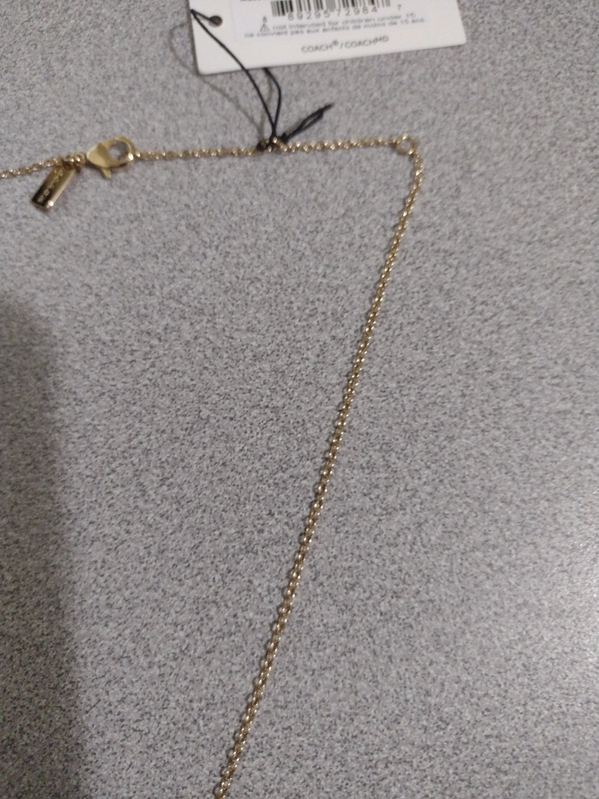 Coach Heart Shaped Pendant Necklace C Logo Gold Tone Chain 18″