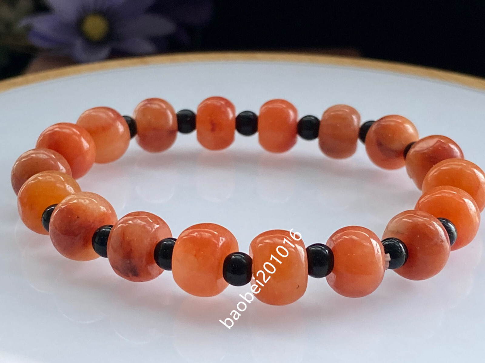 5pcs 10mm Certified Grade A Natural Jade Round Beads Bracelet 金丝玉-s3365