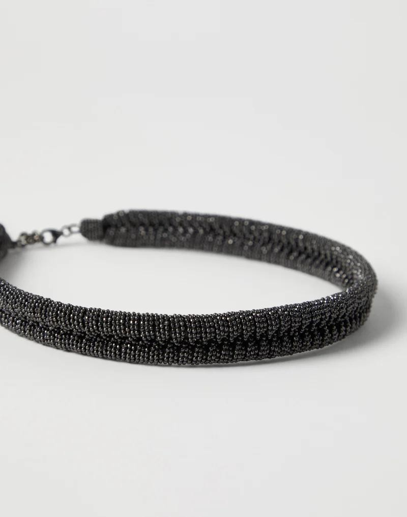 BRUNELLO CUCINELLI WOMEN’S BLACK BEADED CHOKER NECKLACE MSRP $1900