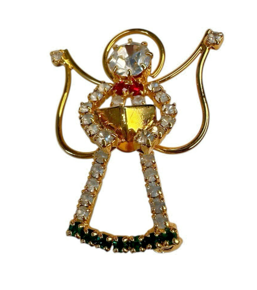 Handmade Saint Wencelas Bohemian Glass Crystal Angel Brooch Pin Roman Inc Czech